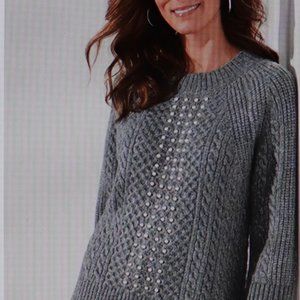 Soft Surroundings Noemi Pullover Sweater Gray Color Size L